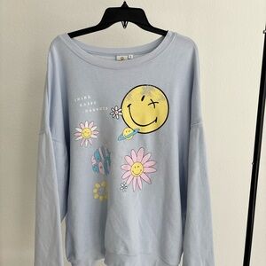 Smiley World Light Blue Graphic Sweatshirt